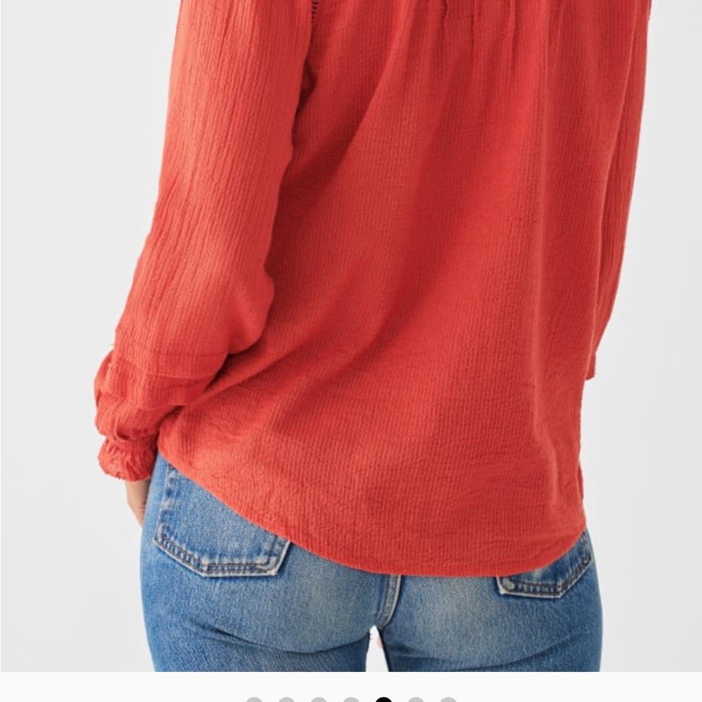 Faherty Rust Orange Button Down Blouse With Manda… - image 2